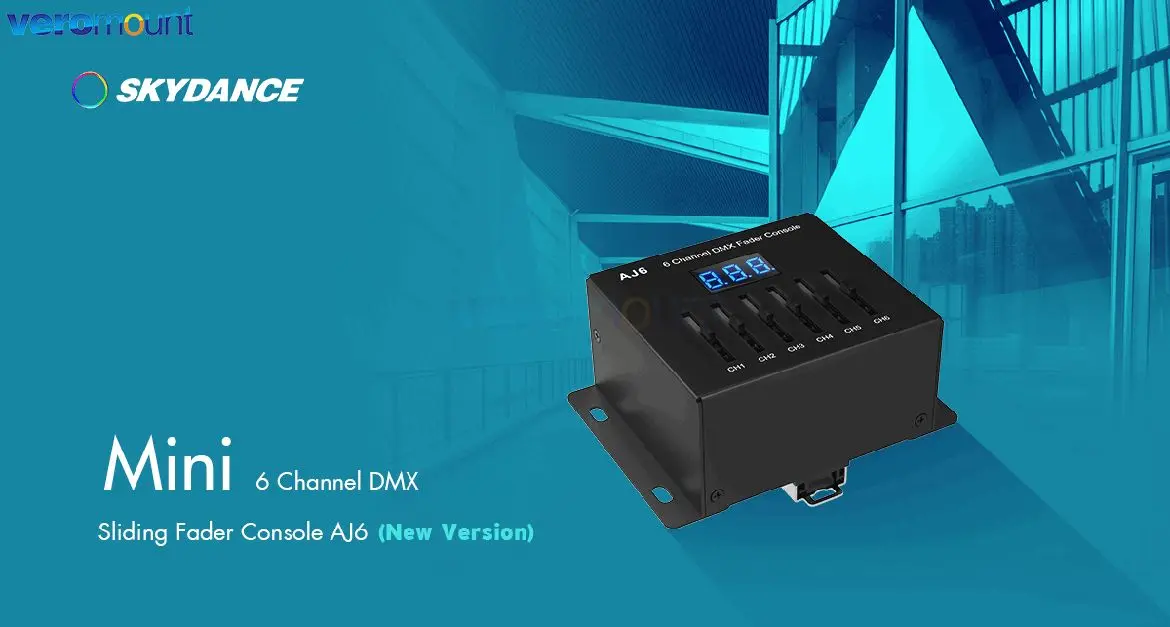 Skydance AJ6 6 Channel Digital DMX Decoder Sliding Fader Console 5V -12VDC Or 3 x AAA Battery for LED Master Controller