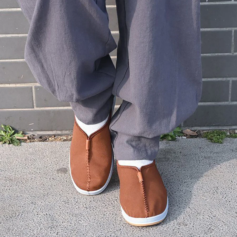 CLYFAN Zapatos de tela vintage estilo monje budista zen, forro de algodón cosido a mano, mocasines sin cordones, suela suave antideslizante, zapatos para caminar en el templo