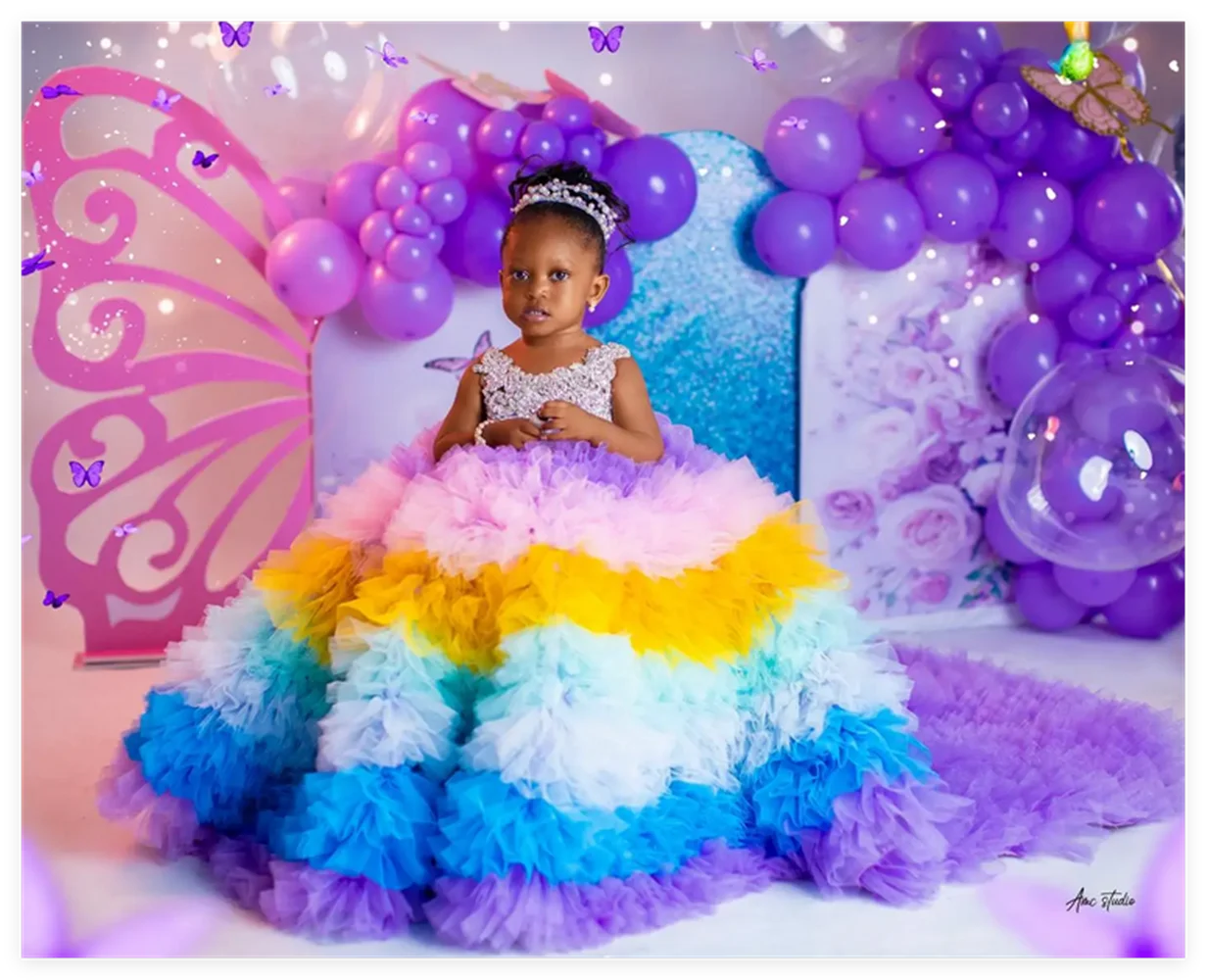 

Blue Pink Flower Girl Dresses Tulle Sequin With Bow And Tailing Sleeveless For Wedding Birthday Party First Communion Gown