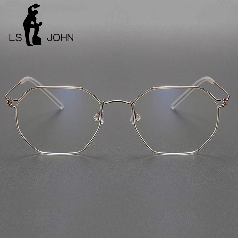 Ultralight Titanium Customized Prescription Eyewear Men Hexagon Screwless Reading Myopia Optical Eyeglasses Women Brand Glasses
