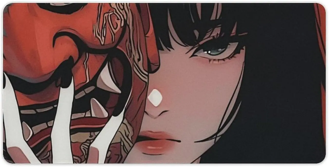 

Aesthetic Japanese Anime Girl Samurai Mouse Pad, Large Gaming Desk Mat Non-Slip Rubber Base for Keyboard Computer Home Office