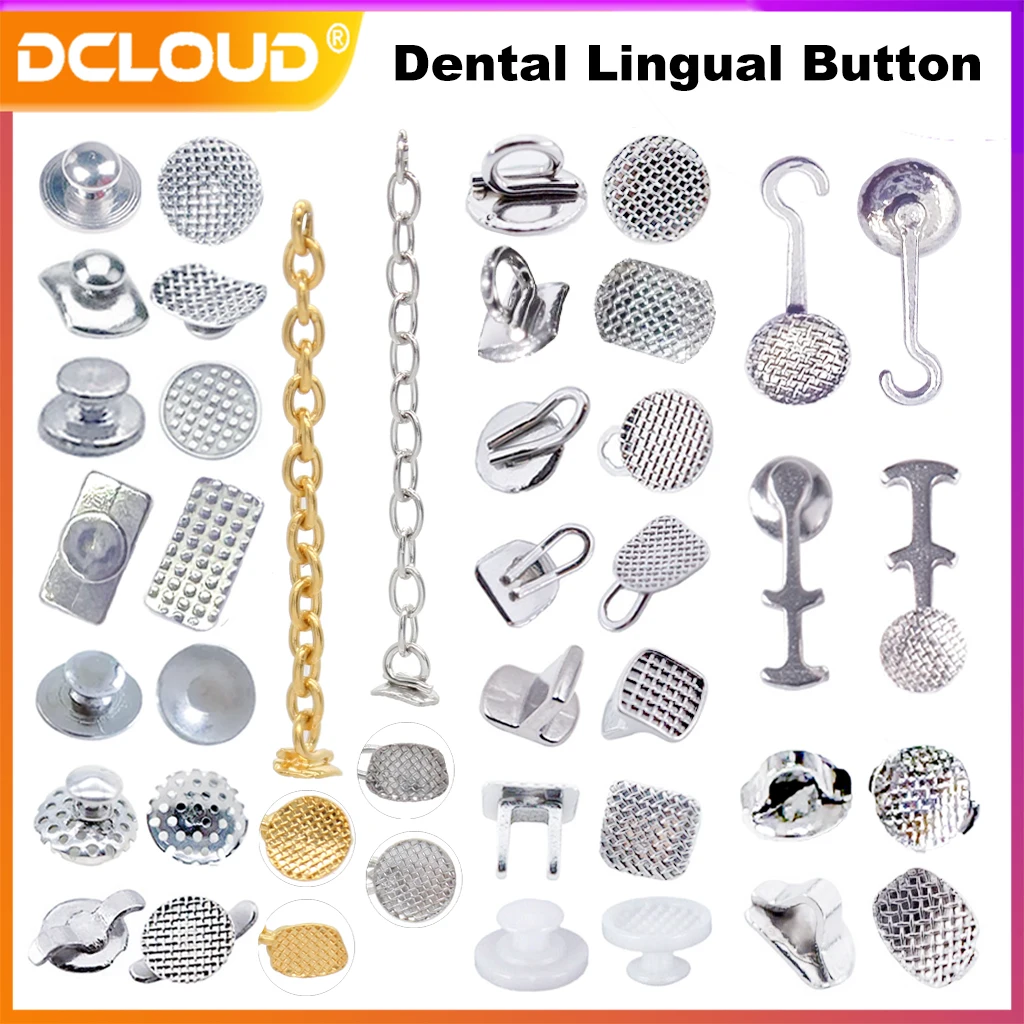 Стоматологические ортодонтические лингвальные пуговицы Металлические склеиваемые прямые люверсы Крючок для вытяжения Брекеты для укротителя языка Ортодонтные материалы