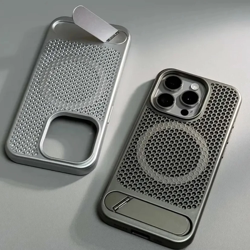 

10pcs Cooling Magnetic Stand Case for iPhone 17 Air 16E 12 Pro 15 Plus 14 Promax Mate70 Heat Dissipation Holder Shockproof Cover