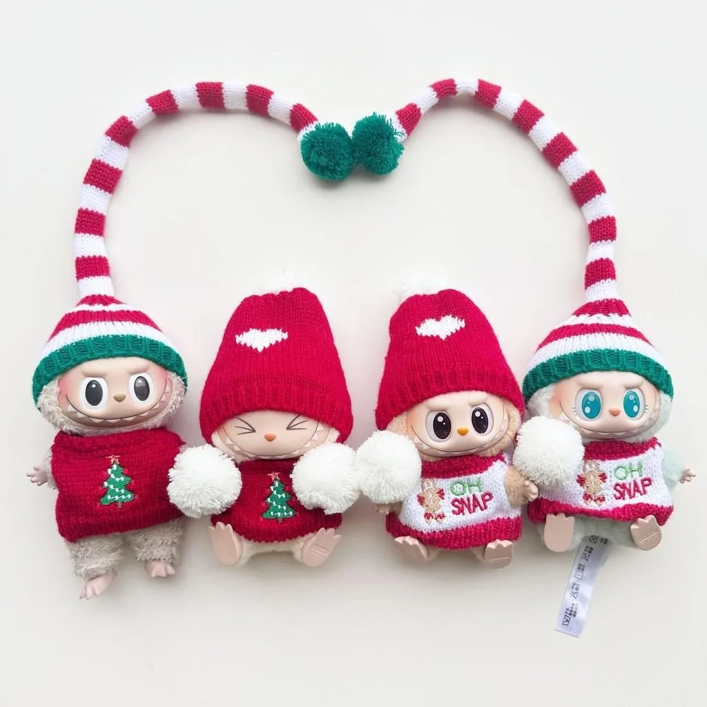 For Labubu cloth for Christmas Doll Clothes Color Match Hoodies Dolls Accessories Cute Christmas Decoration