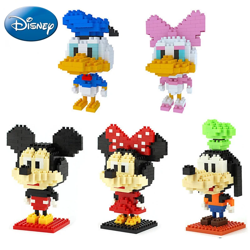 

Disney Plastic Building Blocks Cartoon Mickey Minnie Donald Duck DIY Model Micro Brick Blocks Action Figures Toys for Kids