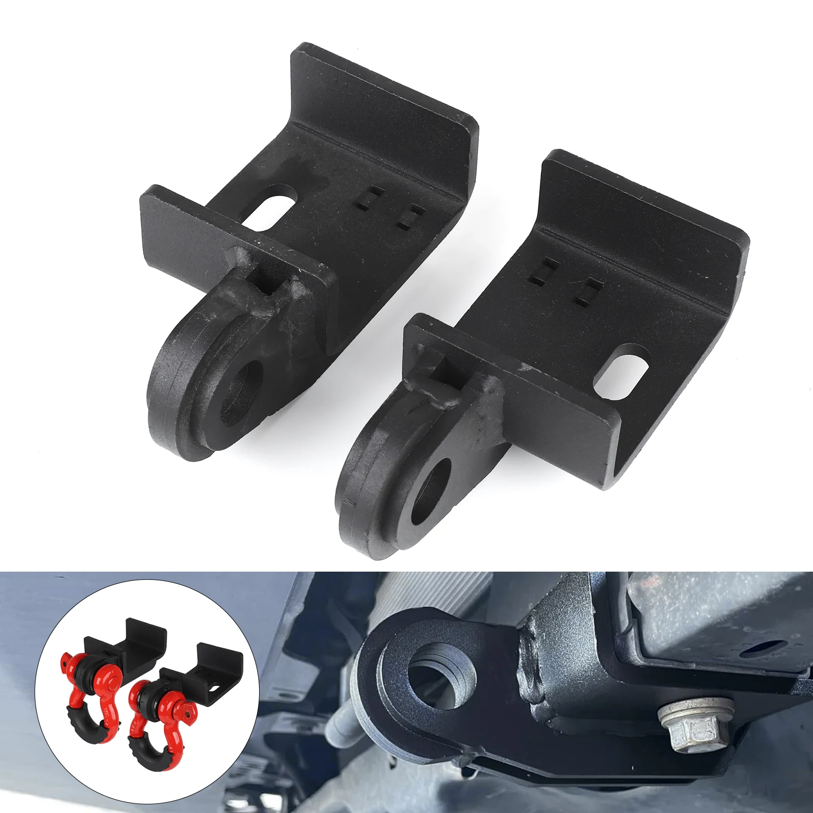 

for Toyota Tacoma 09-23 Front Bumper D-Ring Shackle Bracket 2 Pcs Front Tow Hook D Ring Mounting Bracket Tow Hook Bracket Kit