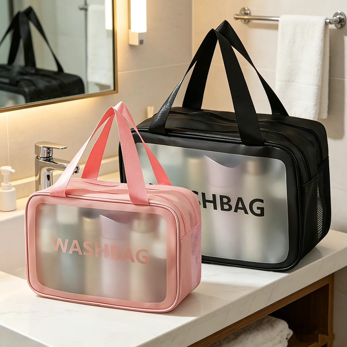 Summer dry wet separation swimming wash bag waterproof transparent outdoor water park travel large capacity storage makeup bag