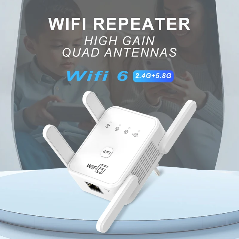 WIFI6 AX3000 Gigabit Wireless Repeater Router Dual Band 2.4/5Ghz Signal Booster 4 High-gain Antenna Long Range Amplifer for Home