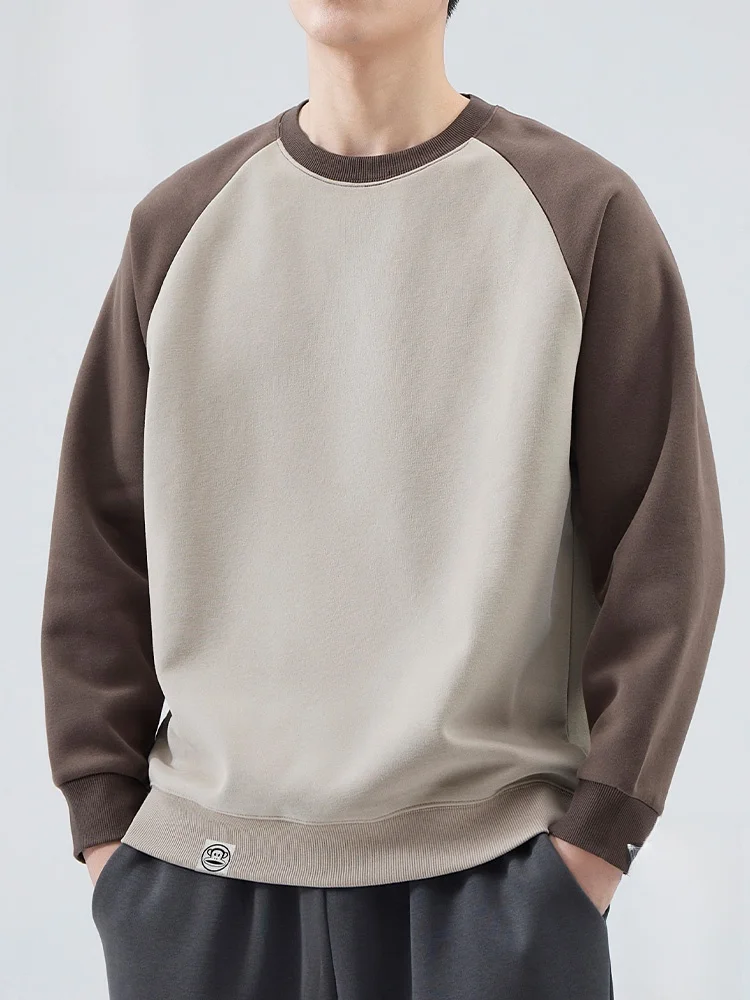 

PaulFrank Heavyweight round Ne Men's Hoodie Casual Color Blo Long Sve Loose Top Comfortable Cotton Polyester Blend