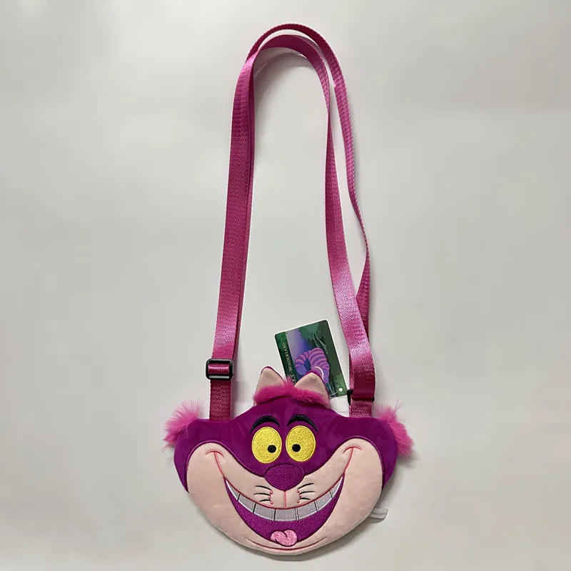 Alice el gato de Cheshire, bolso cruzado bonito de felpa para niño y niña, bolso de hombro para niños, monedero de dibujos animados de Anime, bolsa para teléfono, regalo