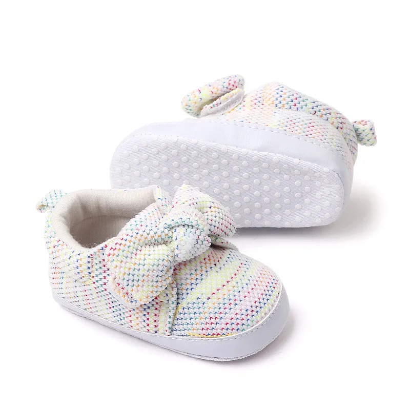 Chaussures antidérapantes à semelle souple pour bébés filles, jolies chaussures de berceau à nœud papillon, mode printemps automne, premiers pas