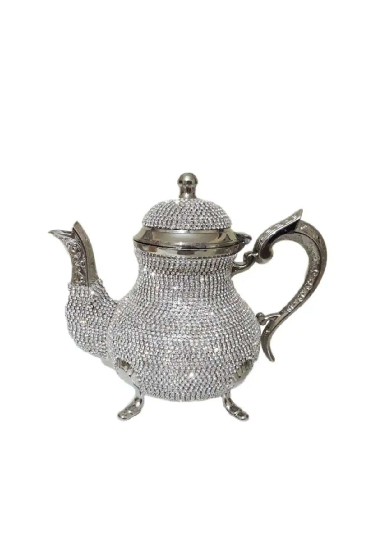 

DOLBOVI Swarovski stone embroidered luxury teapot crystal stone copper teapot 1500 Ml Gold-silver-colored Cooper Tea Pots Handmade