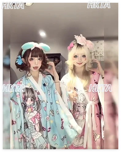 

Новый зимний фланелевый халат с длинными рукавами, пижама для сна, с милым аниме-принтом, свободный домашний костюм, теплая ночная рубашка в стиле субкультуры