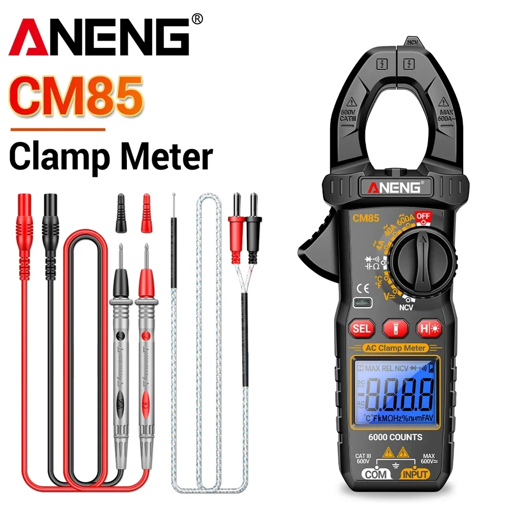 ANEGN 600A AC Stroomtang Meter Multimeter Tester CM85 + VD802 Inductie Pen Contactloze Inductie Profesional Elektricien Kit