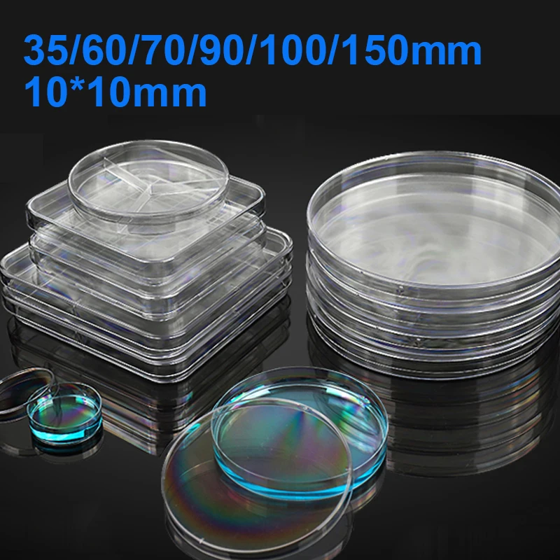 10pcs disposable plastic petri dishes 35mm/60mm / 70mm / 90mm 100mm 150mm round Petri dishes , square Petri dishes Petri dishes