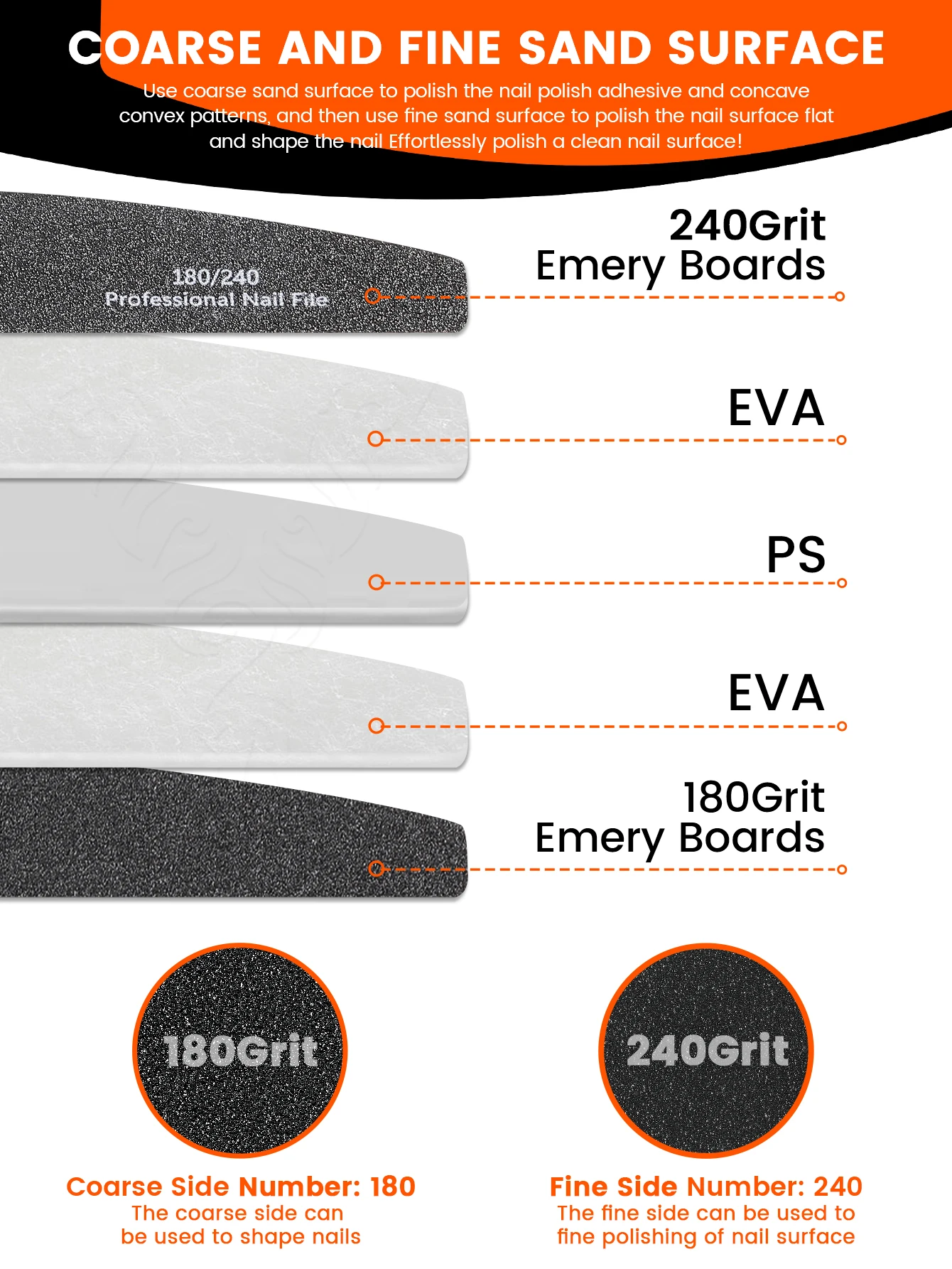 10 قطعة ملف الأظافر المهنية مبرد أظافر ورق الصنفرة السوداء قوي مستقيم زاوية الليمون 100/180 التلميع الرملي الملفات للتقليم #4