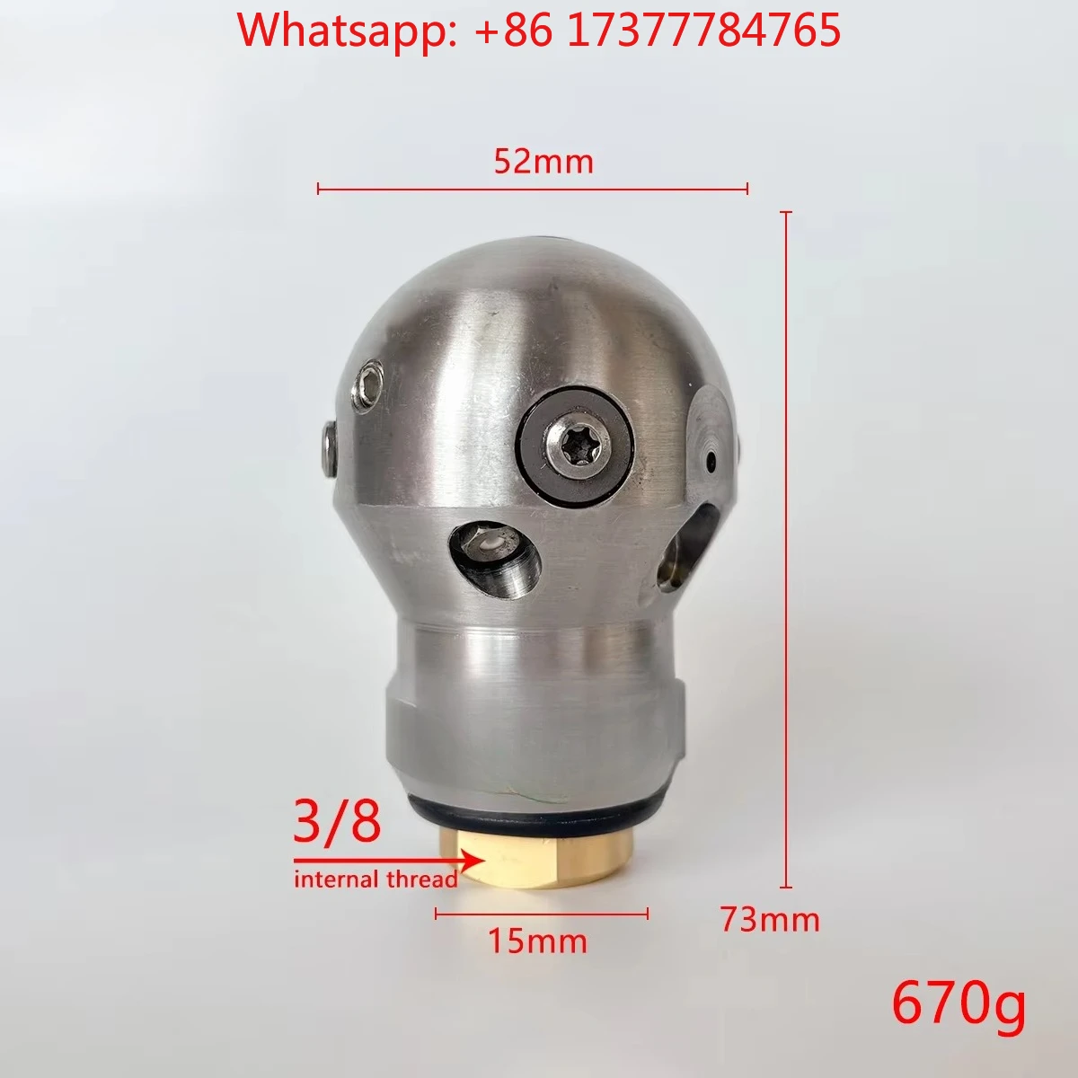 Warthog Rotary High Pressure Nozzle 360-degree Rotation Clean Sewer 3/8