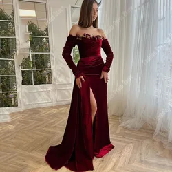 Elegant Off Shoulder Mermaid Women Evening Dresses Sexy Long Sleeves Banquet Gowns Princess Celebrity Ball Vestido De Noche 2024