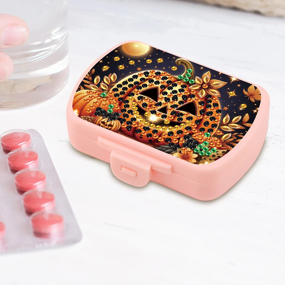 2Pcs 5D DIY Animal Theme Diamond Painting Dot Pill Box Moisture-Proof Rhinestone Pill Organizer for Handicraft Enthusiasts Gift