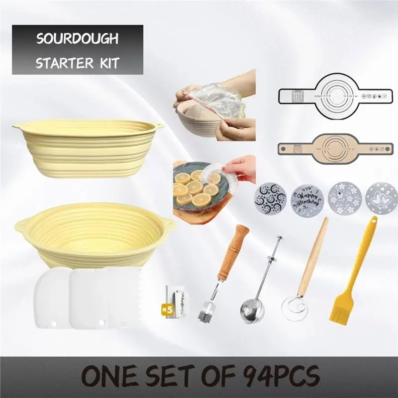 AT63-For Bread-Making Tool Kit-Complete Sourdough For Bread Baking Set Proving Basket Tool For Bread Enthusiasts