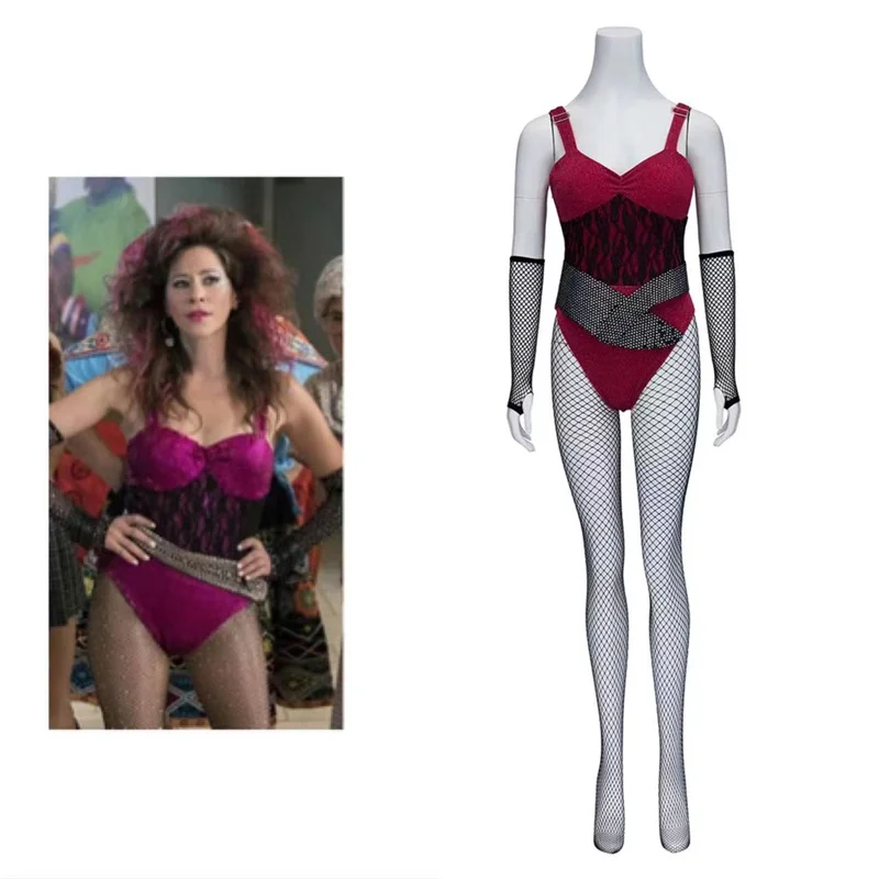 

Glow Melanie Cosplay Costume Sexy Jumpsuit Women Wrestling Combat Bodysuit with Gloves Stockings Halloween Outfit