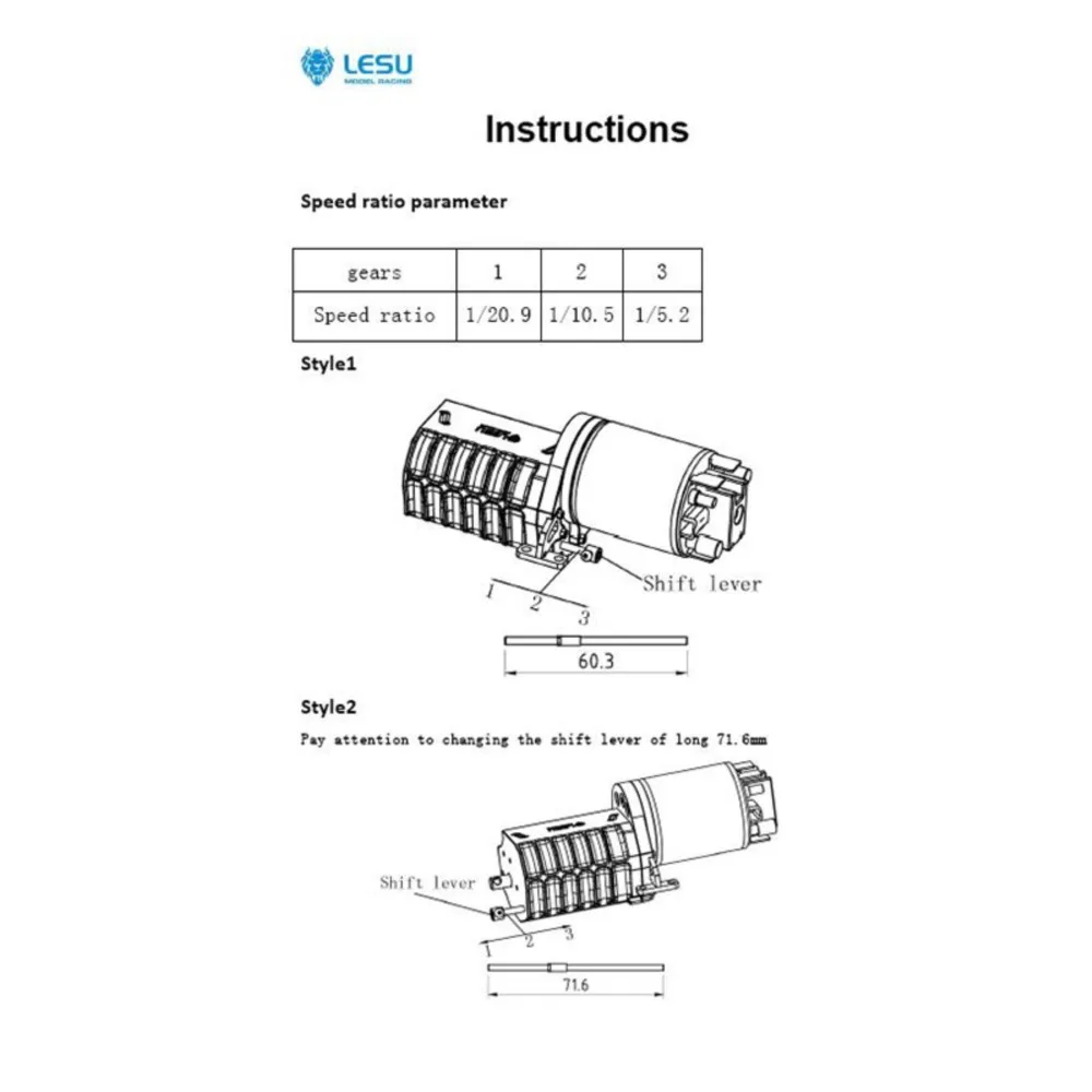 Lesu Onderdelen 3Grade Versnellingsbak B Transmissie Tussenbak 1/14 Rc Tamiyaya Tractor Truck Outdoor Speelgoed TH05102