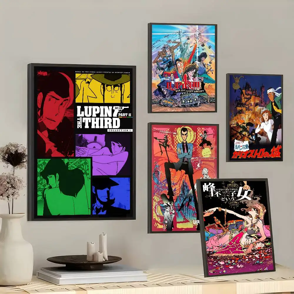 Lupin The Third And Mine Nifushi Manga Amine Self-adhesive Art Poster Waterproof Paper Sticker Coffee House Bar Wall Stickers