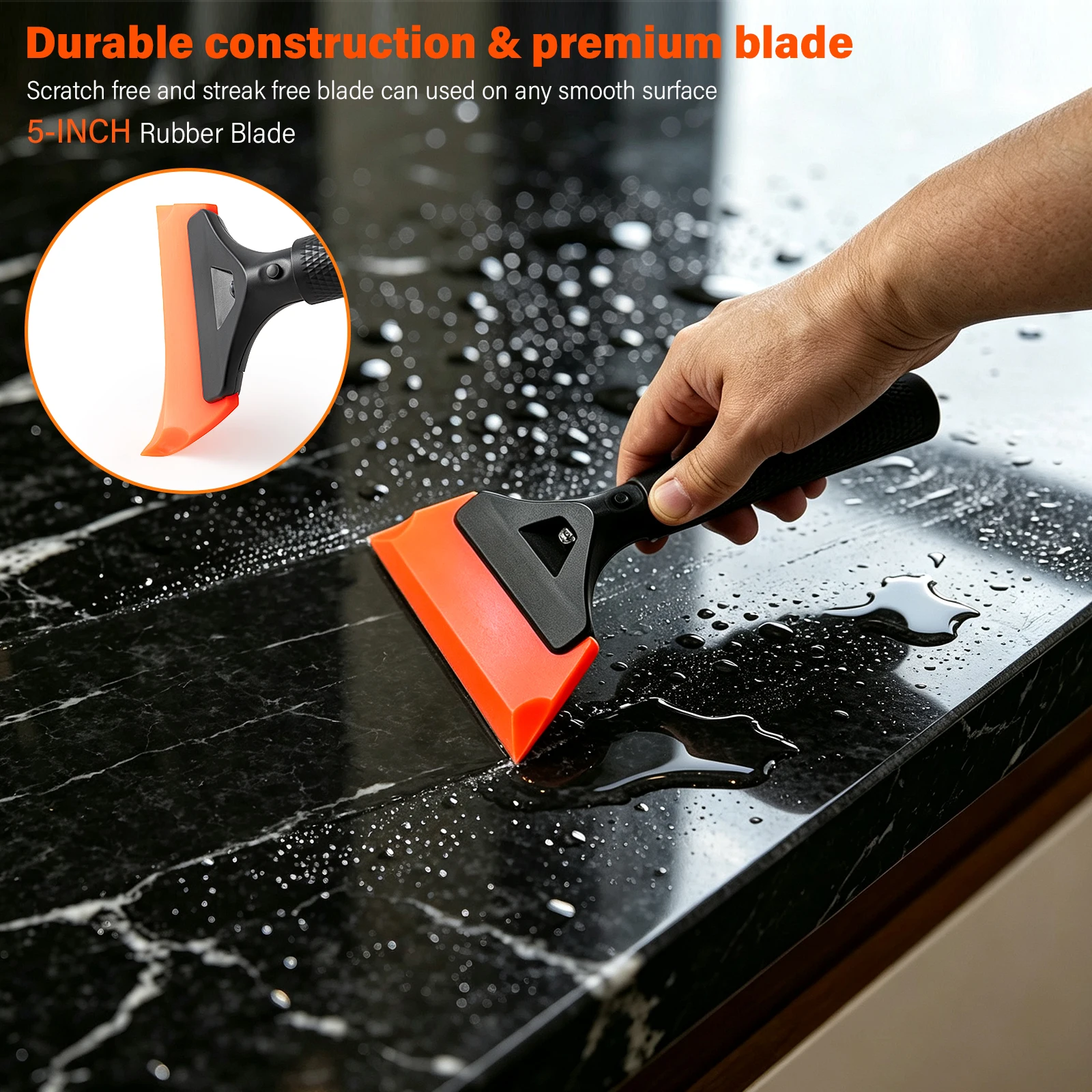 FOSHIO 5-Inch Small Rubber Squeegee With Light For Car Window Film Tinting Vinyl Wrapping Water Removal Quick Scraping Tool