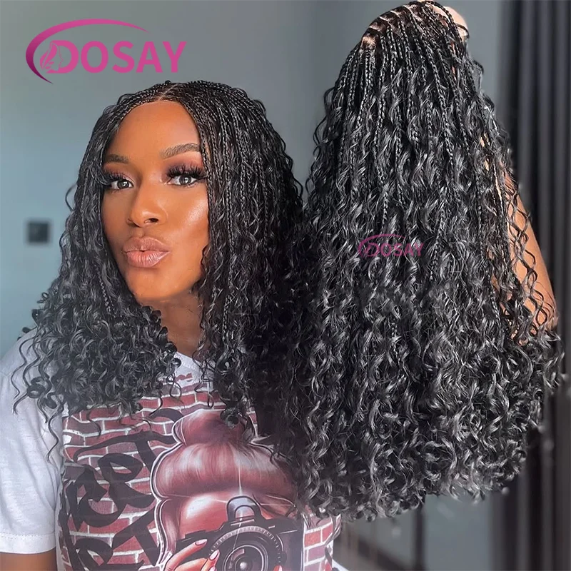 

12-дюймовые короткие косички в стиле бохо, богемные плетеные парики, полный парик фронта шнурка для чернокожих женщин, синтетические вьющиеся волосы с волосами ребенка