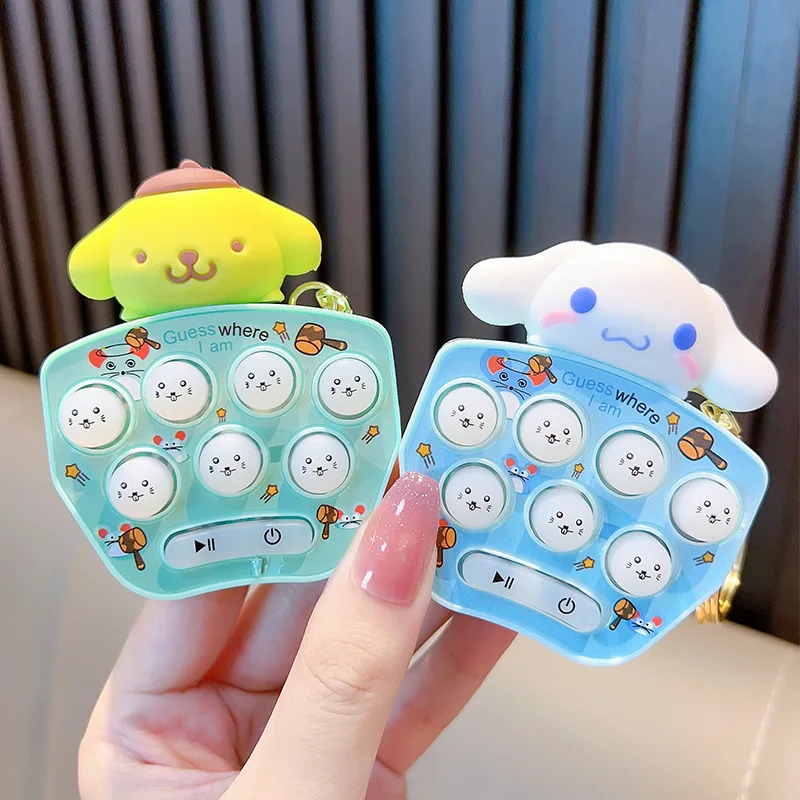 Sanrio Creative Kids Hand-Held Puzzle Game Gopher Machine Keychain Kawaii Hellokitty Cinnamoroll My Melody Children Toy Gift