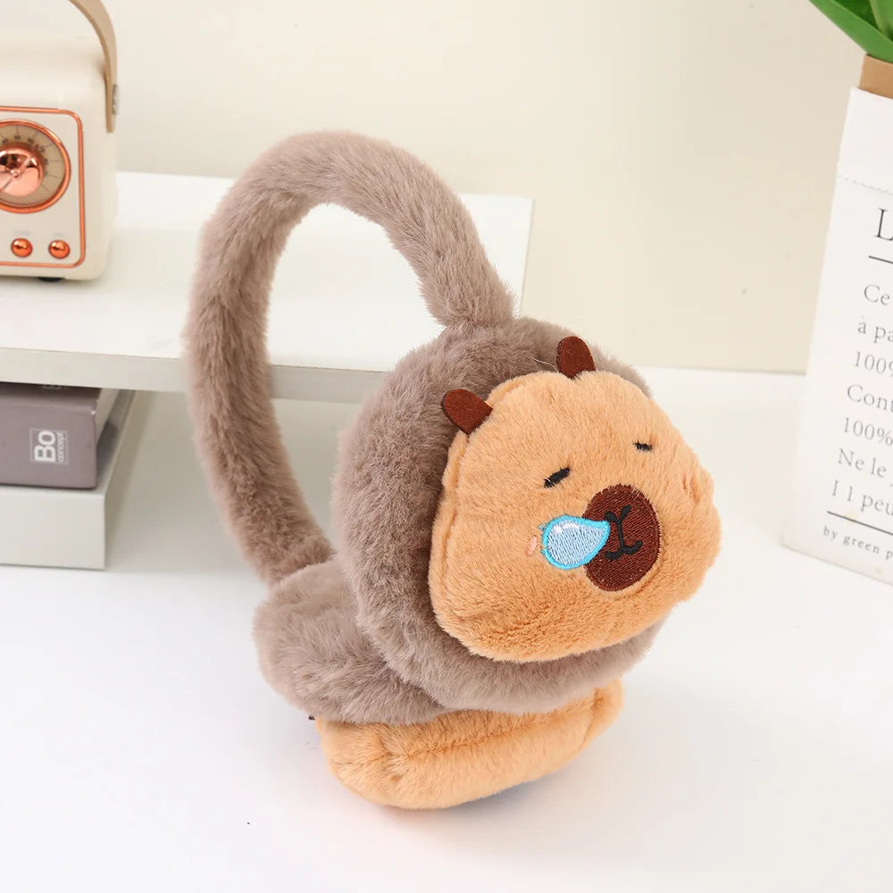 قطعة واحدة من غطاء الأذن كابيبارا الكرتوني للشتاء الدافئ والرياح الباردة غطاء الأذن الدافئ