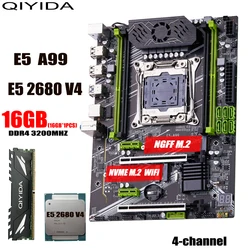 QIYIDA X99 motherboard set kit LGA2011-3 xeon E5 2680 V4 1*16GB=16GB 3200MHz 4 channels DDR4 SATA 3.0 nvme M.2 SATA M.2ATX