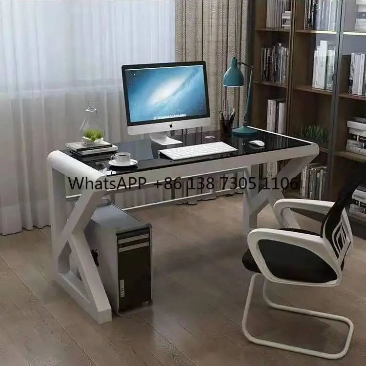 

Простой современный компьютерный стол, домашний стол, офисный стол из закаленного стекла, многофункциональный письменный стол, учебный стол