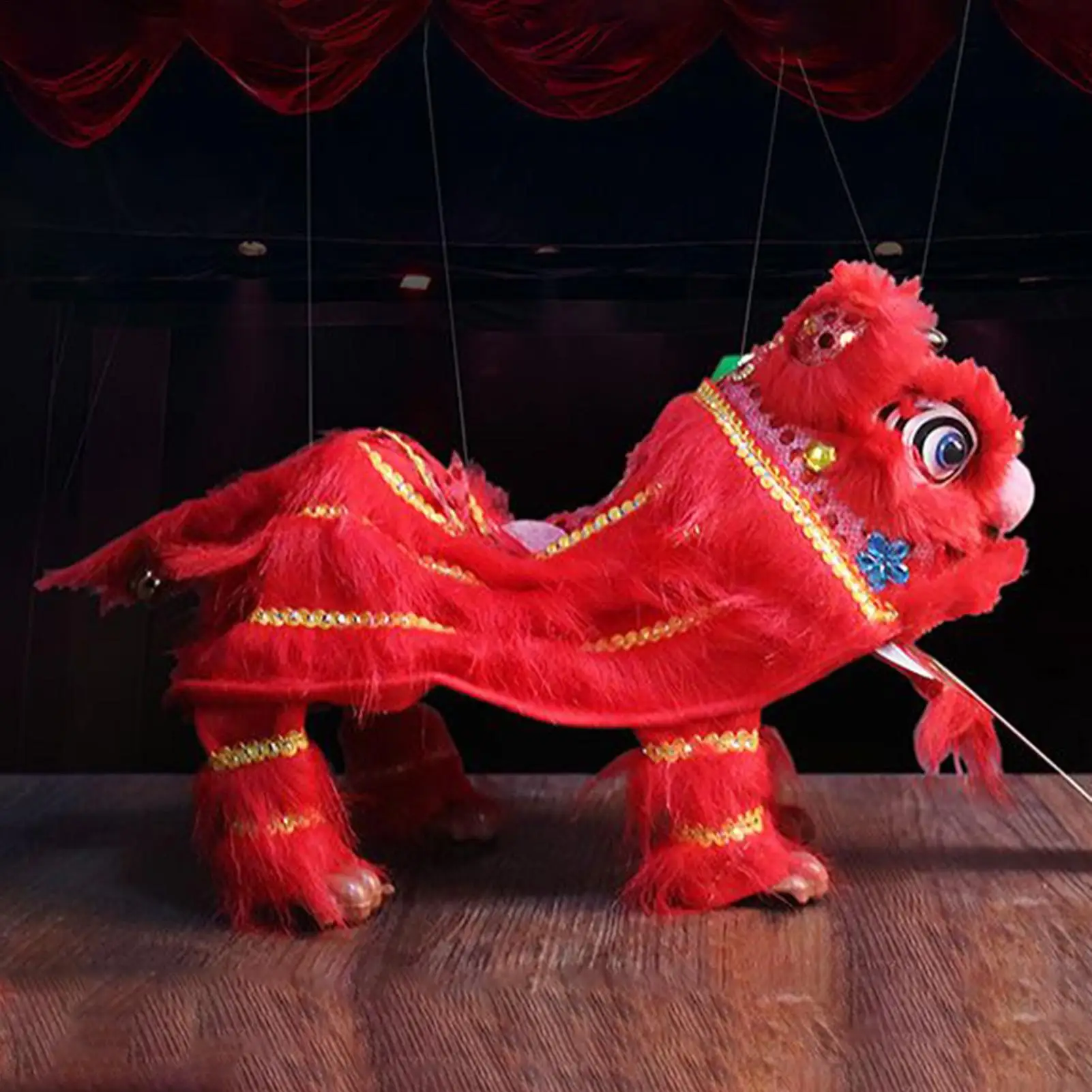 

String Puppet With Rod Lion Dance Traditional Chinese Marionette With String Cultural Toy Artistic Design For Festivals School