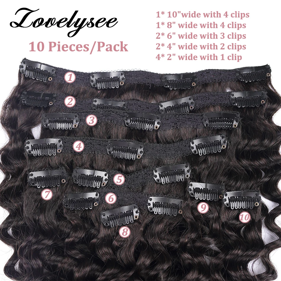 240G Deep Wave Clip in Hair Extensions Human Hair Double Weft 100% Remy Hair Clip in Russian Human Hair Extensions for Women