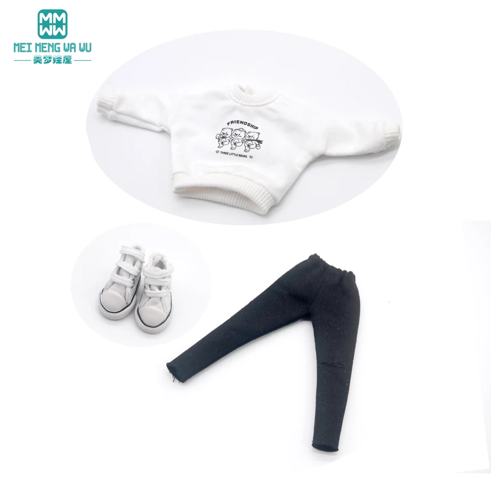 meimengwawu Kleidung für Puppen, dreiteiliges modisches Pullover-Set, passend für Blyth Azone OB22 OB24 Puppenzubehör 10
