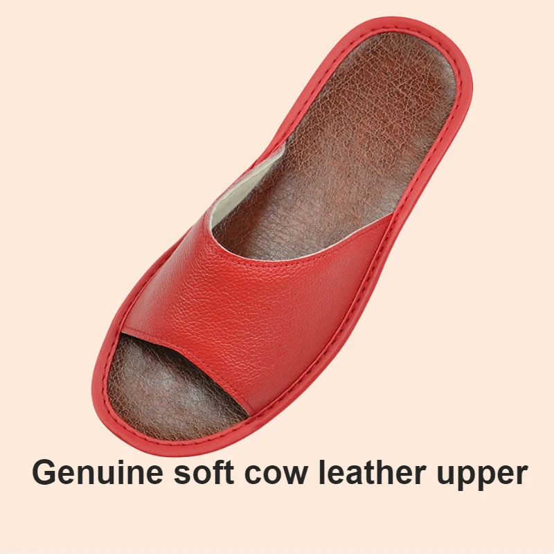 Big sizes Genuine Cow Leather Slippers Homes in indoor slipper summer open toe sandals men women elderly casual Slides shoes