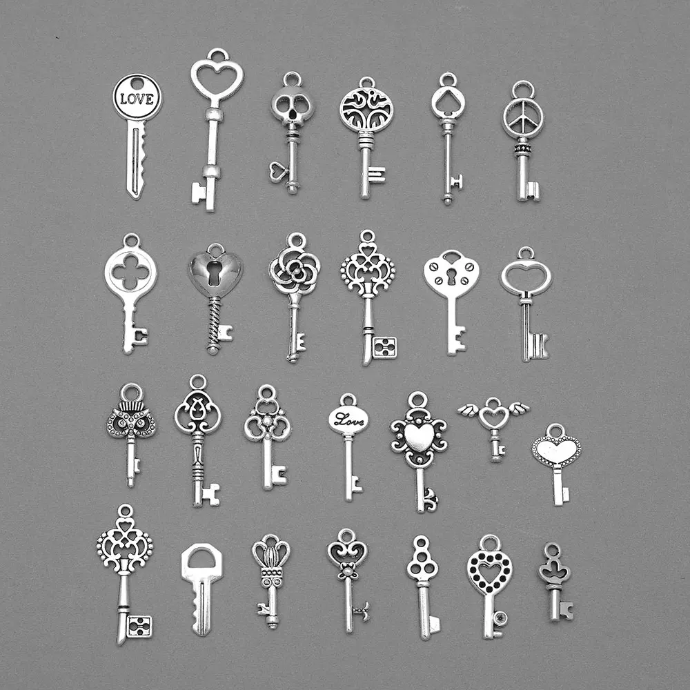 26/40pcs/lot Vintage Antique Cute Key Charms Mixed Keys Pendant For Diy Jewelry Making Supplies Accessories Bulk Items Wholesale