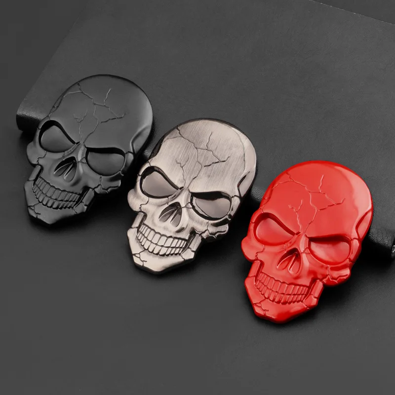 

3D Metal Decal Car Decorate Motorcycle Decal Stickers Emblem Badge Ghost Skull Sticker Crack Skeleton Buccaneer Head Skull