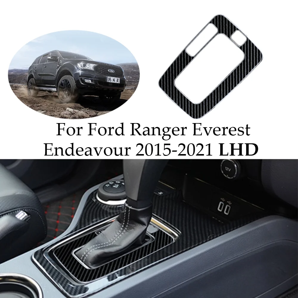 Carbon Fiber Car Gear Head Shift Panel Cover for Ford Ranger Everest Endeavour 2015-2021 LHD Gear Decoration Accessories