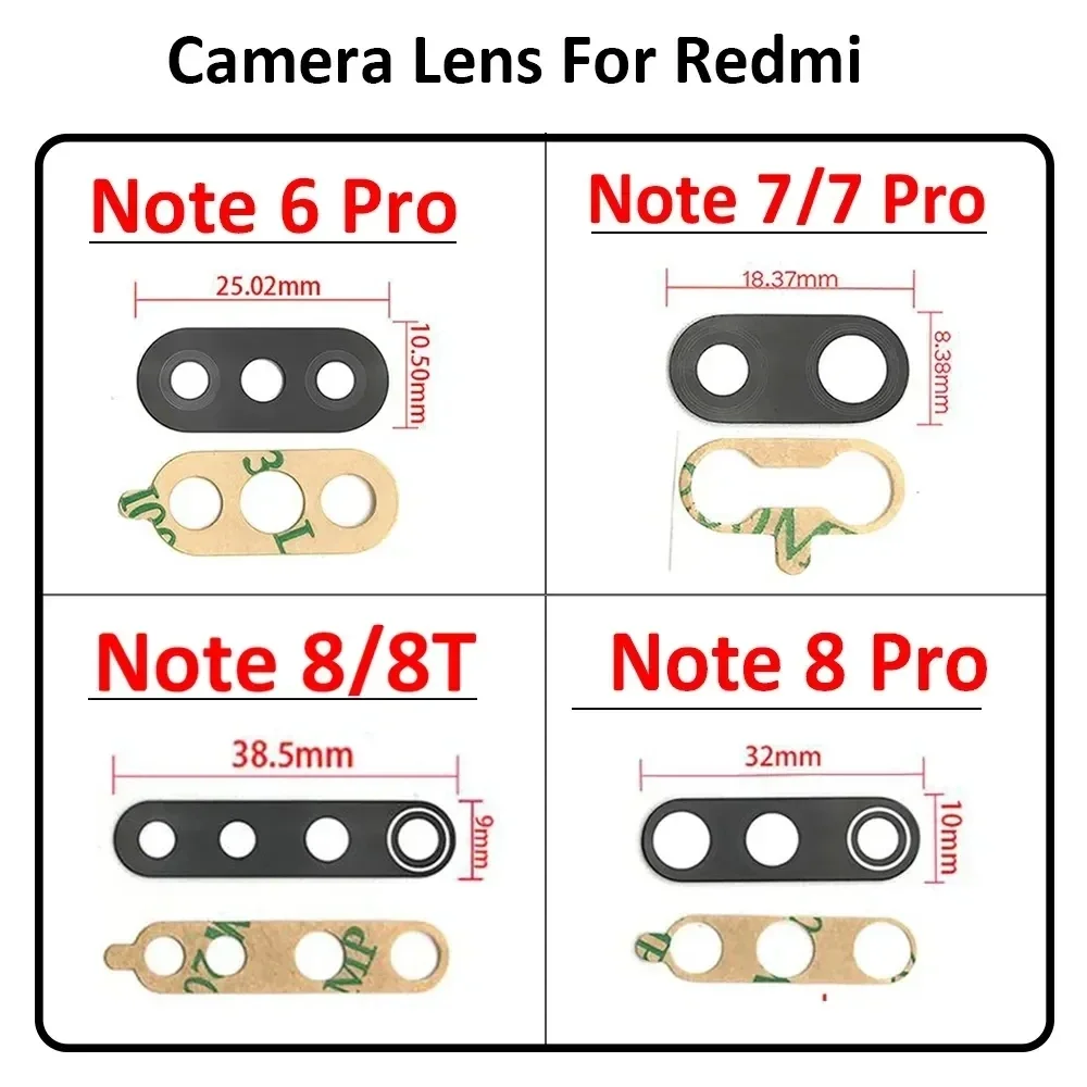 For Xiaomi Redmi Note 9S 8 8T 7 6 5 10 Plus Note 9T 5G 10T 10S 9 Pro Max Back Rear Camera Lens Glass With Ahesive Tool