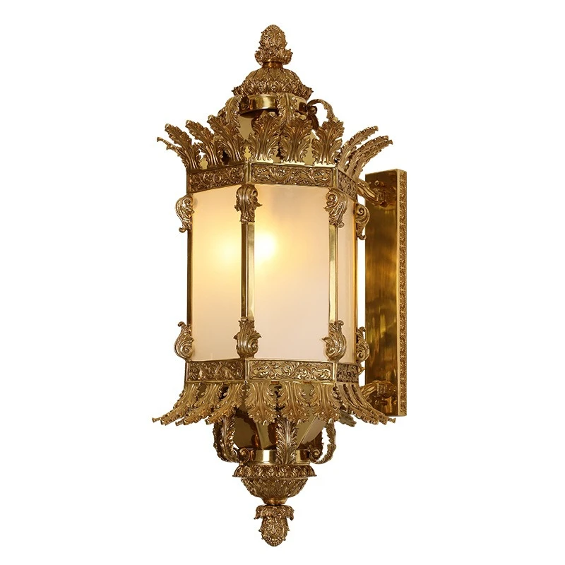 

French retro luxury all-copper wall lamp European villa foyer entrance aisle