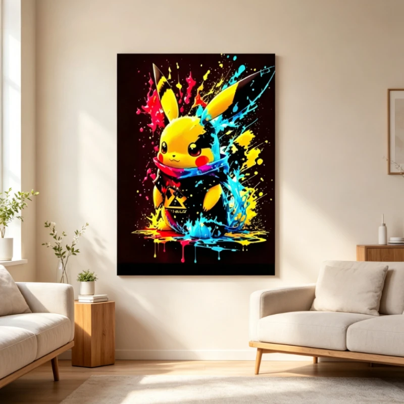 Japanese Anime Canvas Paintings Pokemon Pikachu Poster Cartoon Character Picture Bright and Clear Colors High Quality Home De