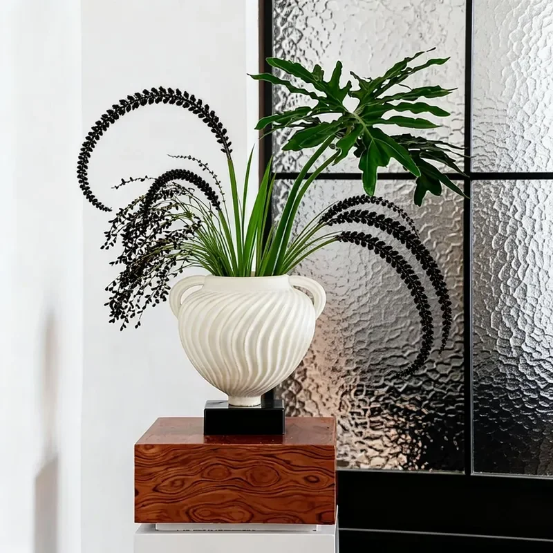 French Medieval Retro Vase High End Ornament Big Belly Round Soft Decoration Living Room Nordic Wabi Style Dining Table Decor