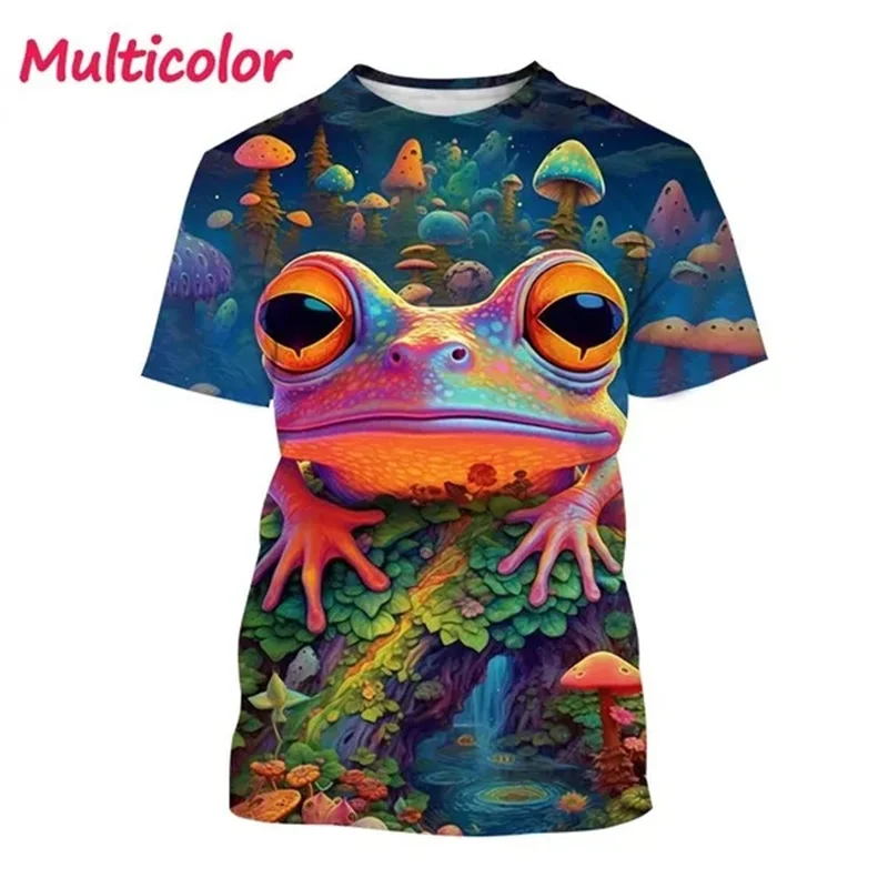 Hot Selling Frog 3D Printing T-shirt Toad Animal Pattern Short Sleeve Cartoon Frog Men's Women's Fashion Fun Casual Tops