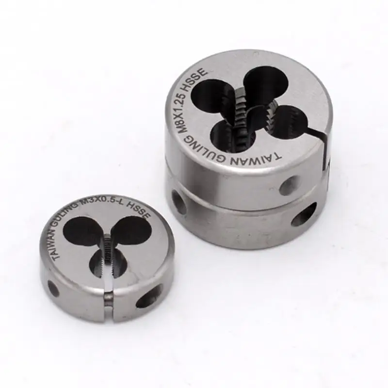 HSSE Adjustable Round Die M0.8M0.9M1M1.2M1.4M1.5M1.6M1.7M2M2.2M2.5M2.6M3M4M4.5M5M5.5M6M7 for Stainless Seel Fine Thread  Dies