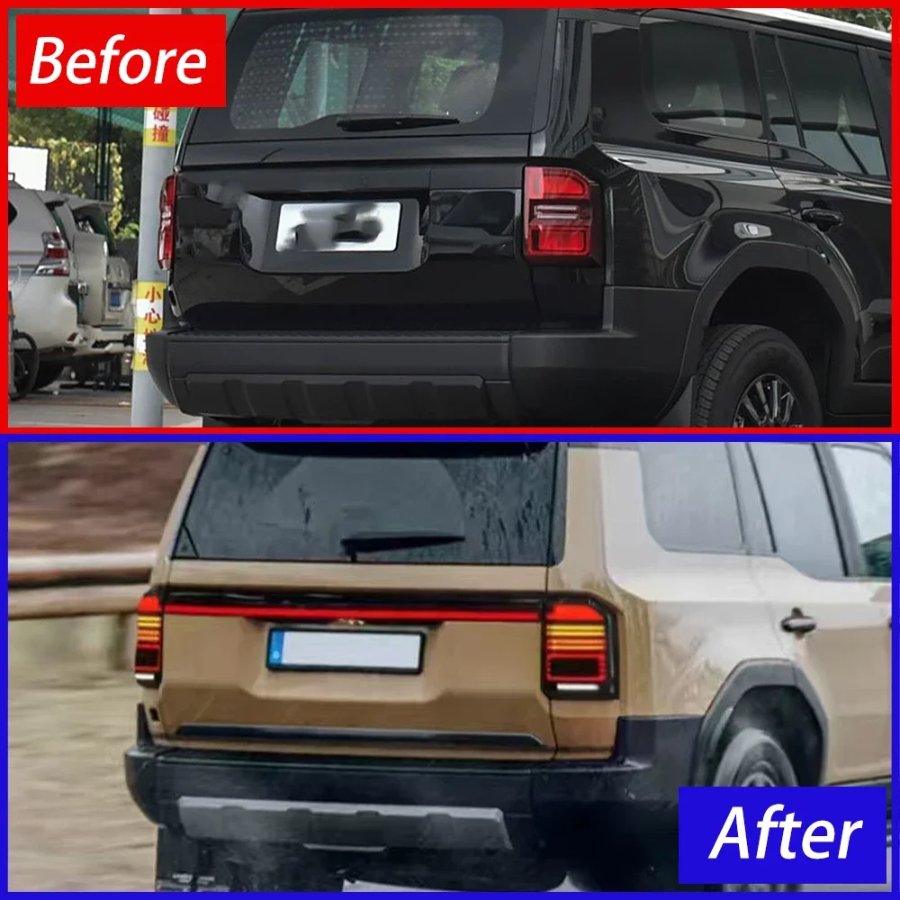 

Для Toyota Prado Lc250 2024-2025 автомобильные задние фонари в сборе, обновление высокого качества, светодиодный эффект запуска, аксессуары Plug and Play, инструменты