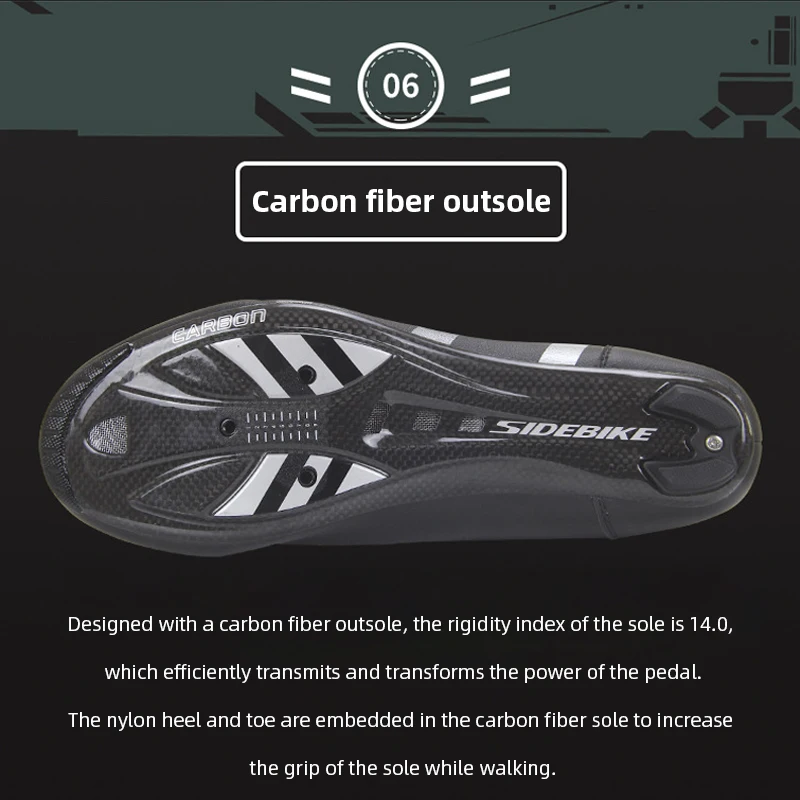 SIDEBIKE Road Cycling Sneaker Carbon Fiber Sole Sports Shoes Lightweight Racing Flat Pedals Men\'s Sneakers Cycling Equipment