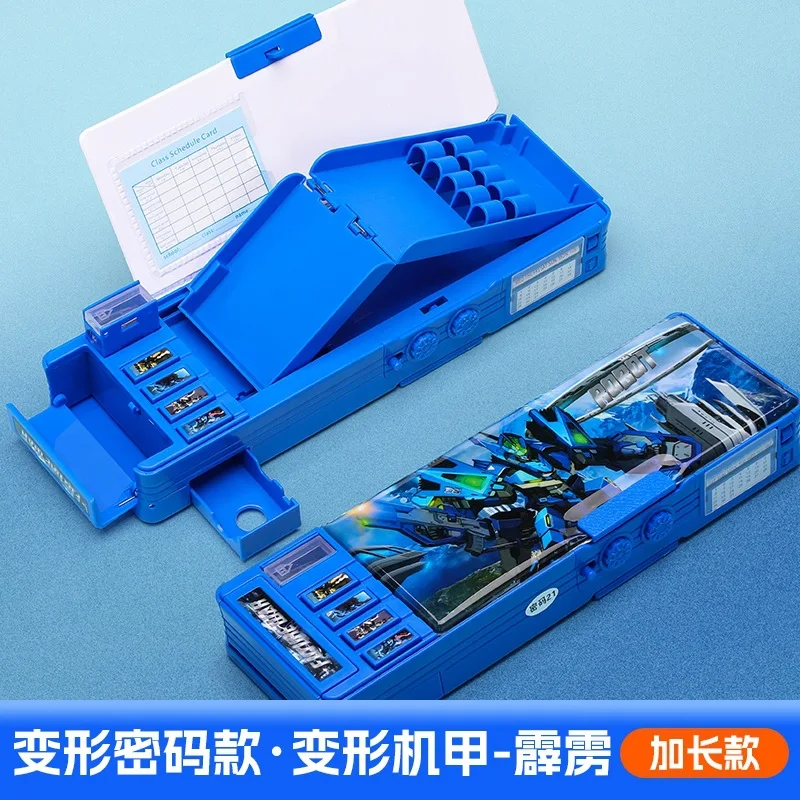 Password Lock Multi-function Button BoysGirls School Students Double-sided Large-capacity Pencil Case Deformation Stationery Box