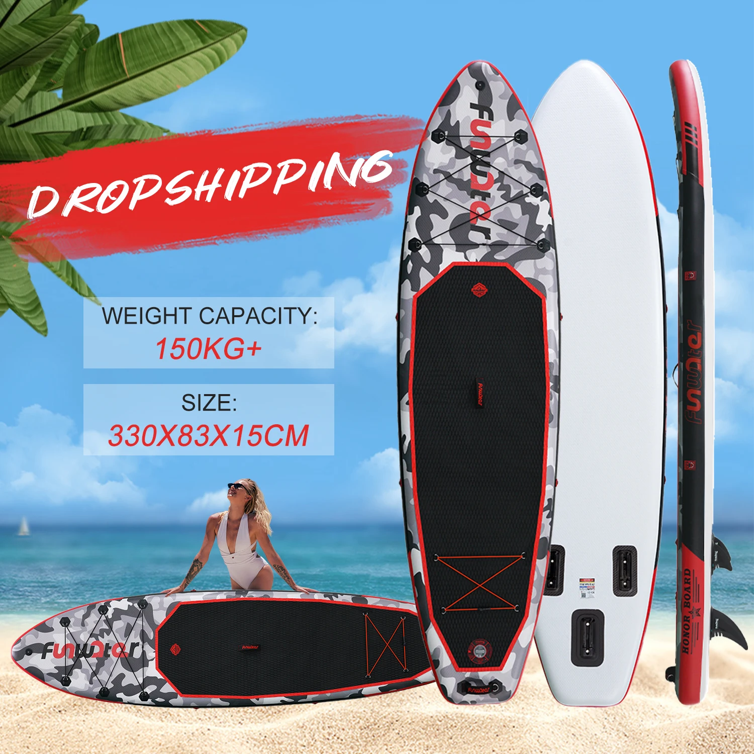 2024 Hot Sale EU Bestseller Duurzaam OEM Ontwerp Opblaasbare Stand-Up Paddleboarding Board Drop Stitch Populaire SUP Accessoire